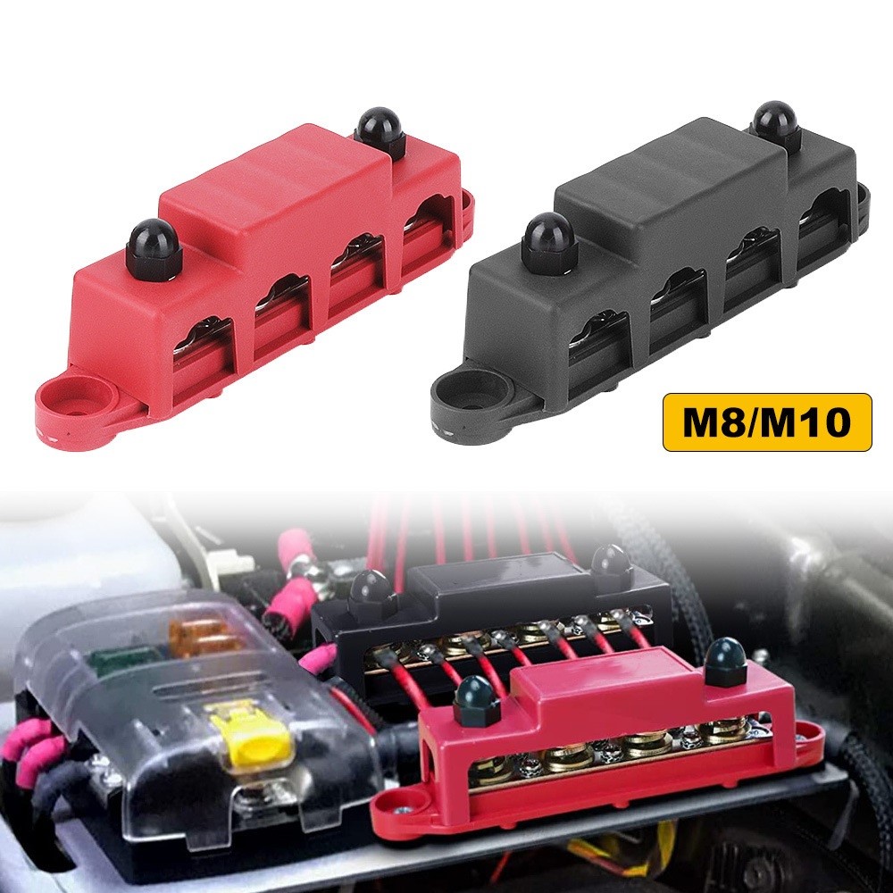 12v 24v 48v 250a positivo negativo m8 m10 barra de ônibus terminal bloco de distribuição de energia da bateria com capa para barco rv caminhão campista