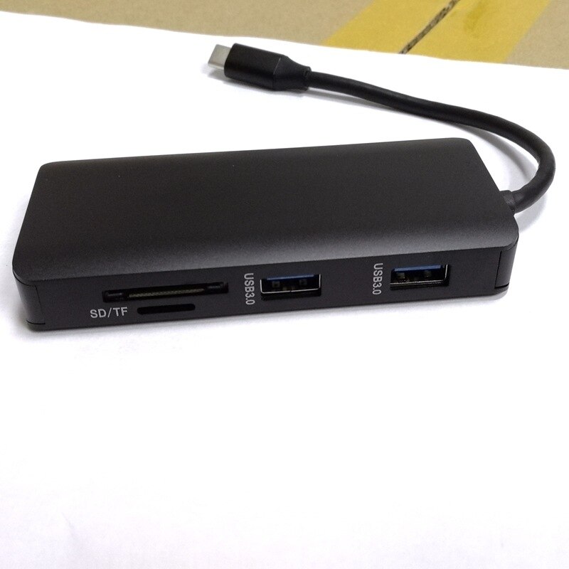 Puerto adaptador multipuerto 9 en 1 USB tipo C a 4K HDMI con VGA Gigabit Ethernet PD carga USB 3,0 puertos lector de tarjetas SD
