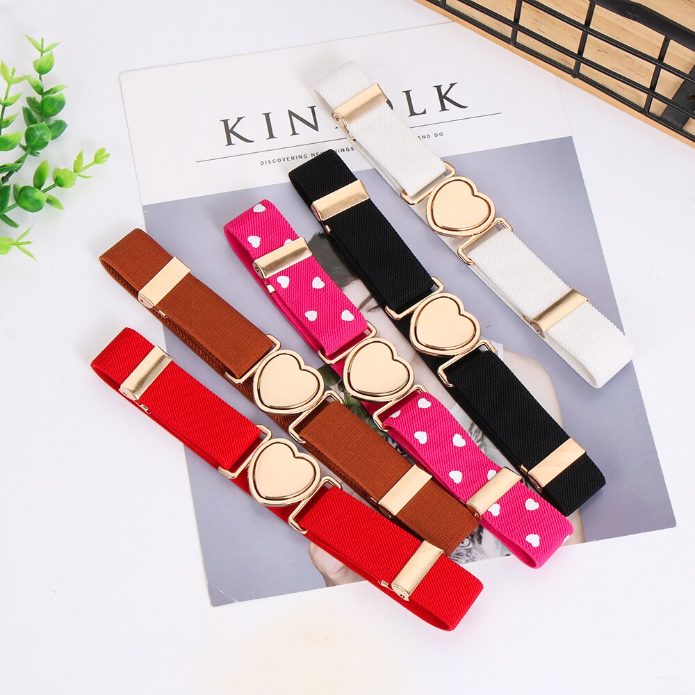 1 Pcs Children Belt Elastic Belts Girl Stretch Waist Belt Adjustable Heart Belt Uniform Belt for Teen Kids Girls Dresses