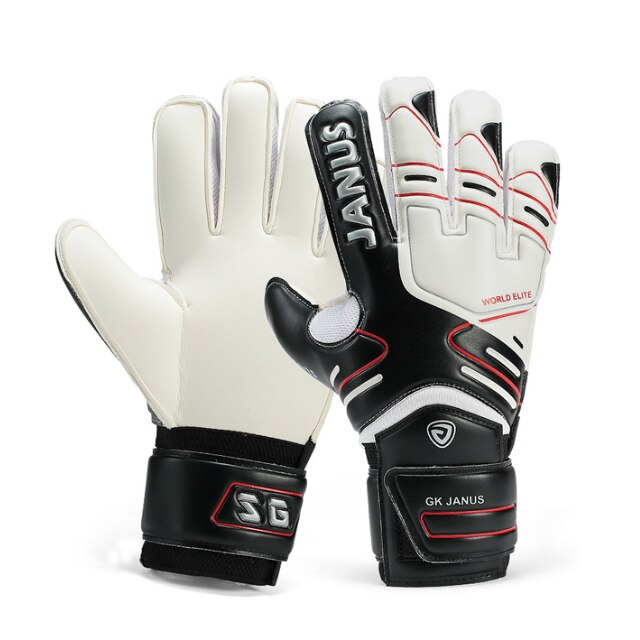 Adult & Children Goalkeeper Gloves Finger Protection Thicken Latex Soccer Football Goalie Gloves Goal keeper Gloves: White Black / Size 9