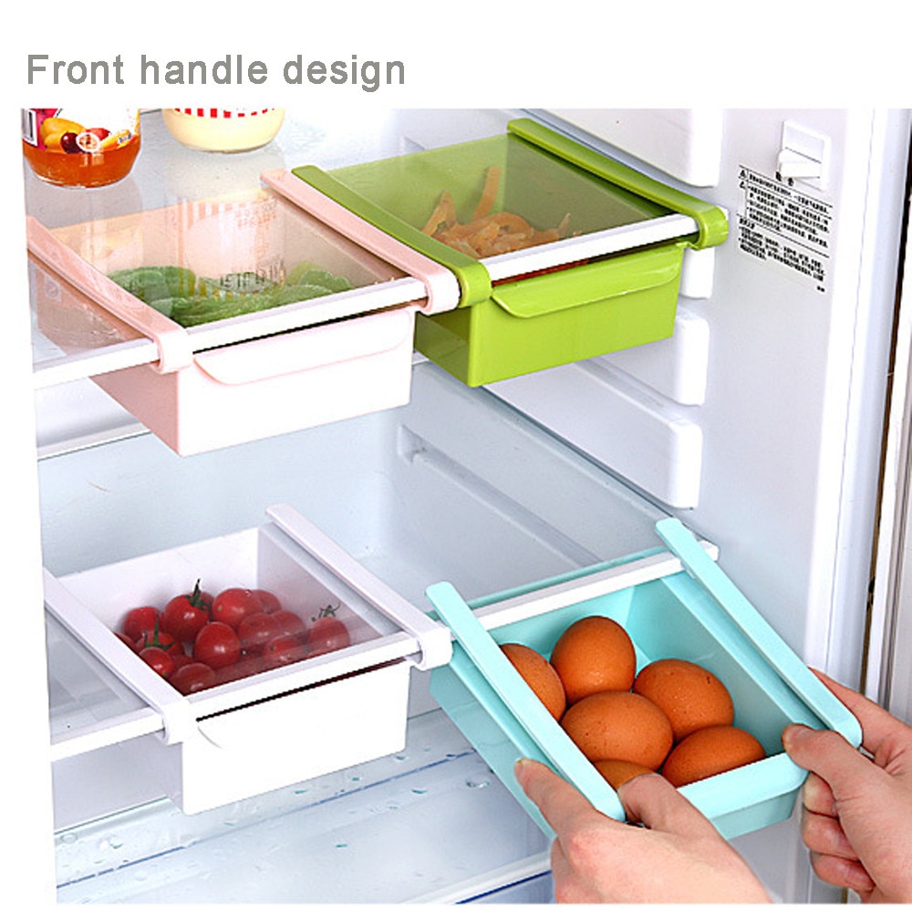 Mini ABS Slide Kitchen Fridge Freezer Space Saver Organization Storage Rack Bathroom Shelf Refrigerator Food Container Dec 18th