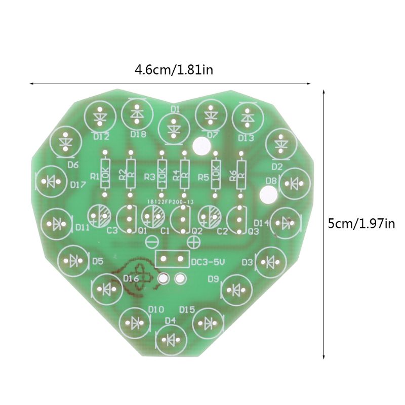 1Set Love Heart Shaped Colorful LED Flash Light Kits DIY Electronic Repair Parts T3LB