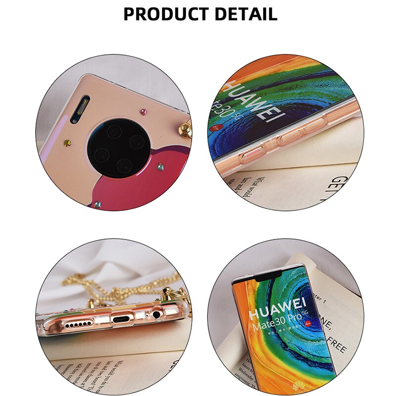 Strass Leeuw Gevallen Voor Huawei P40 Pro 5G P30 Gevallen Crossbody Telefoon Leuke Portefeuilles Voor Huawei 5G Mate 30 Funda Capa Chain Cover
