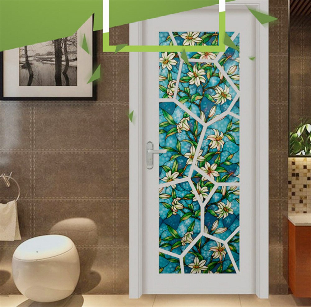 50x92cm lily Privacy Window Film Decorative Stained Glass Window Film