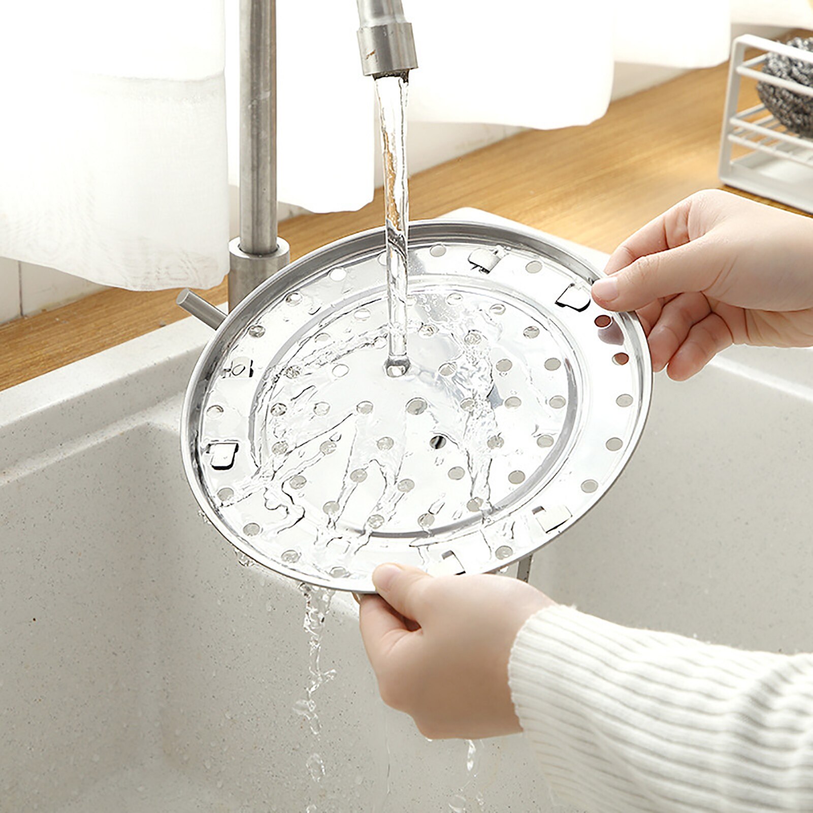 Trípode multifunción para cocinar al vapor, utensilios de cocina de acero inoxidable, duradero, bandeja para cocción al vapor, accesorios de cocina, 1 ud.