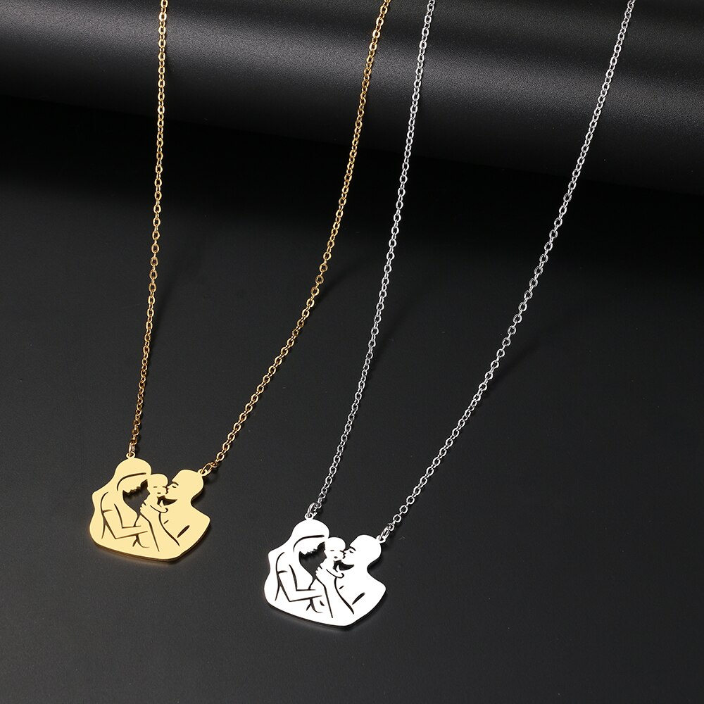 Edelstahl Halsketten Familie Liebe Anhänger Choker männer Kette Halskette Für Frauen Schmuck Party Mama Ein stück
