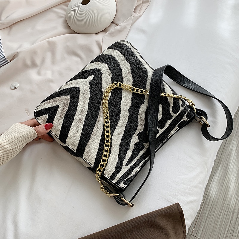 Små pu læder crossbody tasker til kvinder trend skulder håndtasker mærketaske leopard zebra mønster håndtaske