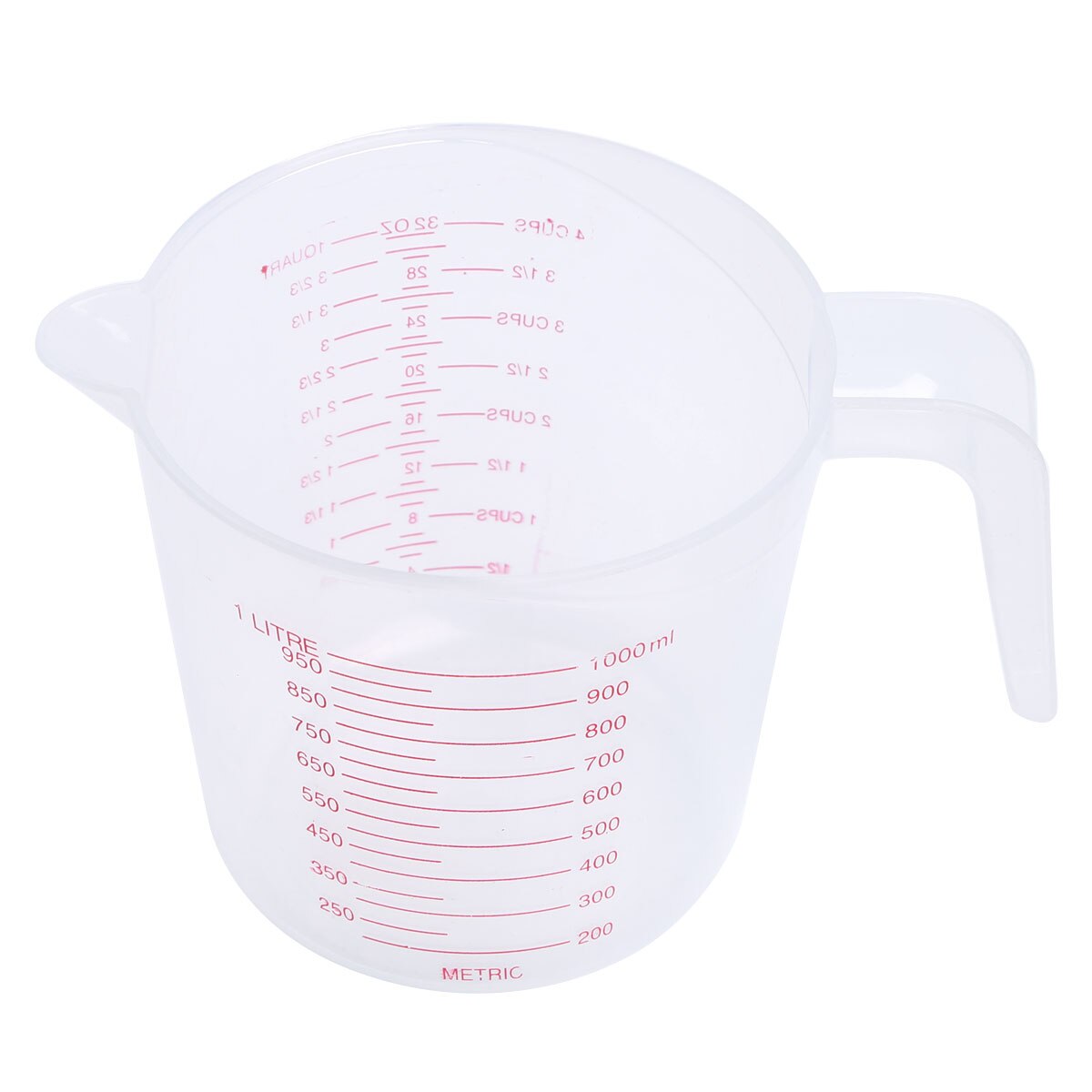 250/500/1000ml Kitchen Plastic Measuring Cup Heat-resistant Clear Scale Measure Jug with Angled Grip Spout Baking Measuring Tool