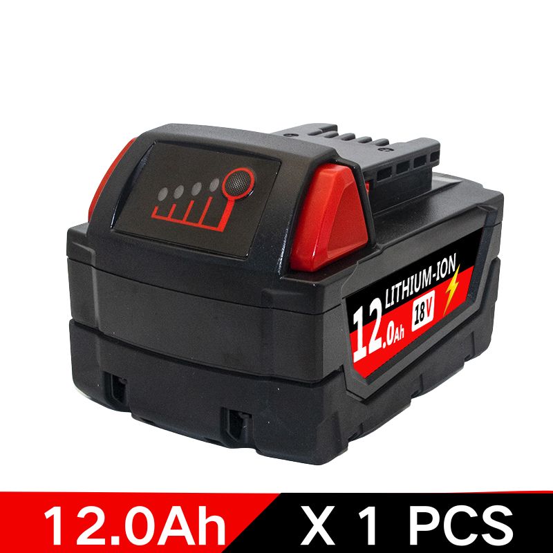 For Milwaukee M18 Power Tool Battery, Charger, BR, XC, 18V, 6000mAh/9000mAh/12000mAh M18B5, 48-11-1860, Built-in 18650 Battery: Blue