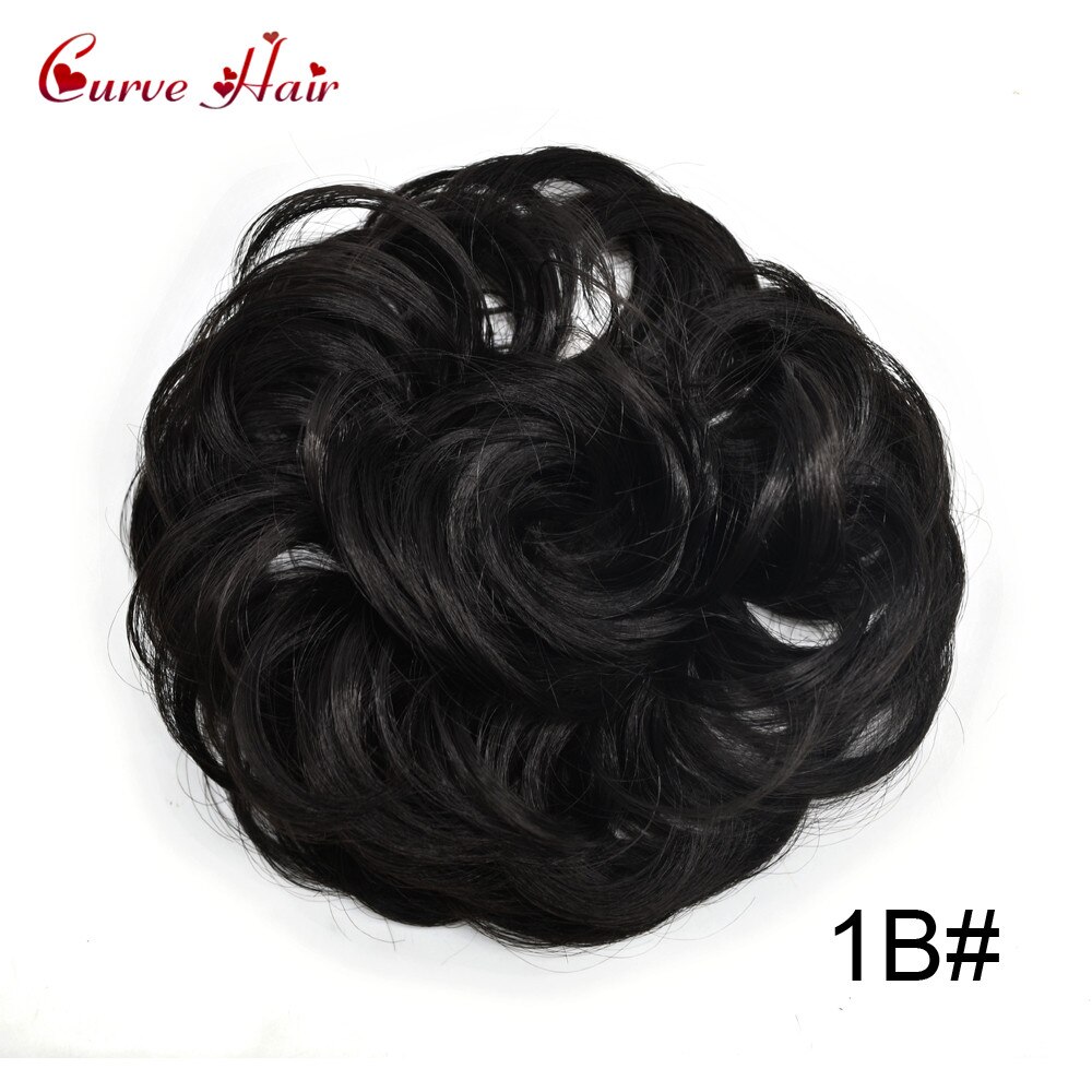 Chignon-peluca rizada de fibra sintética para niña y mujer, Potnytail, moño para el pelo, varios colores: #1B