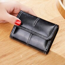 Women Fashion Multi-slot Zipper Card Holder PU Leather Mini Solid Color Wallets