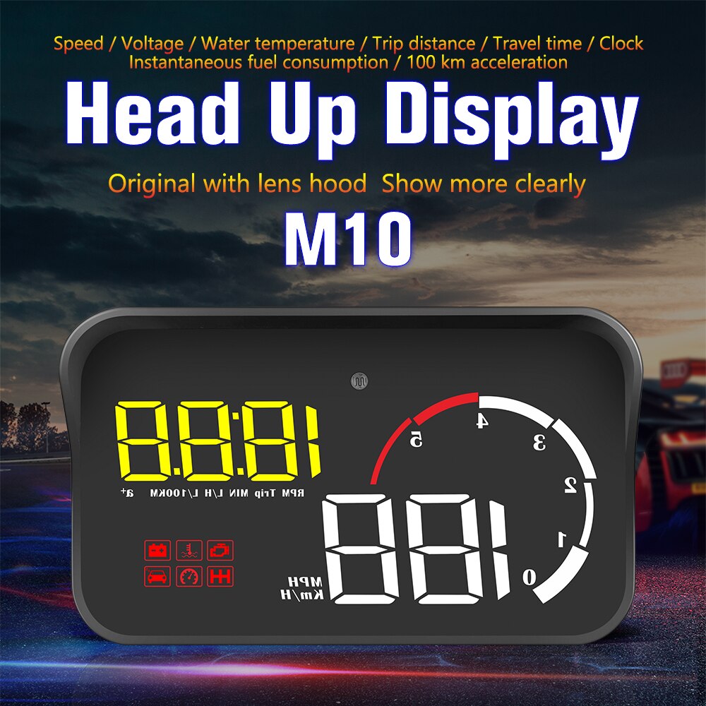 Car HUD Head Up Display M10 OBD2 OBDII Overspeed Warning System Projector Windshield Auto Electronic Voltage Alarm