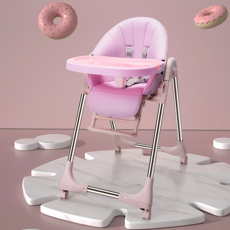 Capretti Del bambino di Alta Sedie Seggiolone per L'alimentazione Multifunzionale di Sicurezza del bambino infantile Mangiare Sedia di Alimentazione per Dropshipping: rosa con ruota