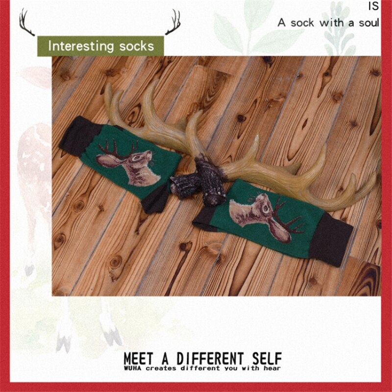 Moda Socmark Happy Socks Men Dog Cat Shark Owl Harajuku Novelty Street Wear Funn Socks Men Cotton Long Socks