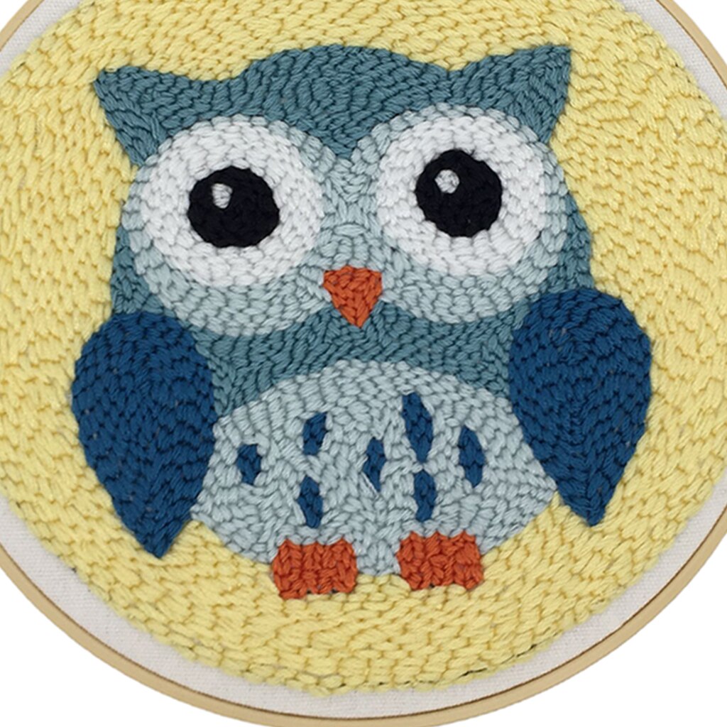 1 sæt tegneseriedyr punch needle broderi kits punch needle pen blødt garn til begynderkorsstingssæt