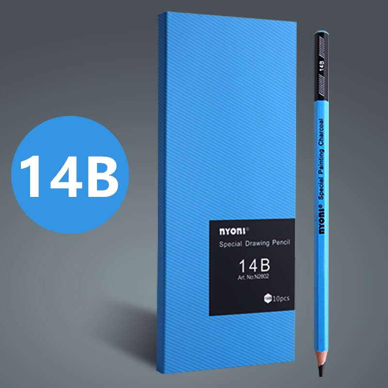 10pcs/Box Sketch Charcoal Pencil Soft Medium Hard Art Tools14B Painting Supplies Drawing Pencils N2802: 1 Box 14B