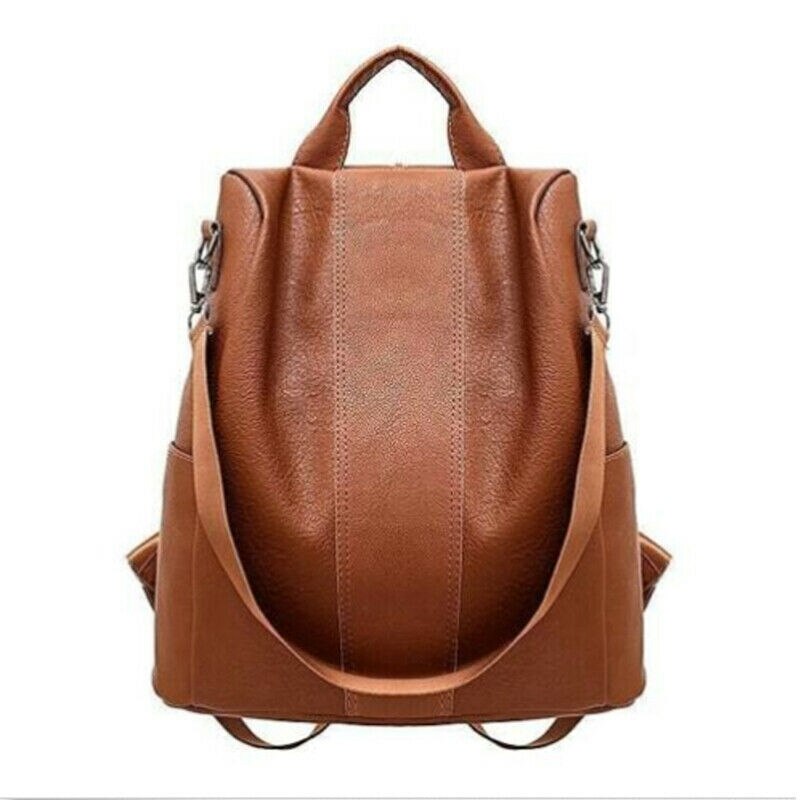 Dames PU Leren Rugzak - Vintage Stijl, Grote Capaciteit, Anti-diefstal Schooltas: Chocolade