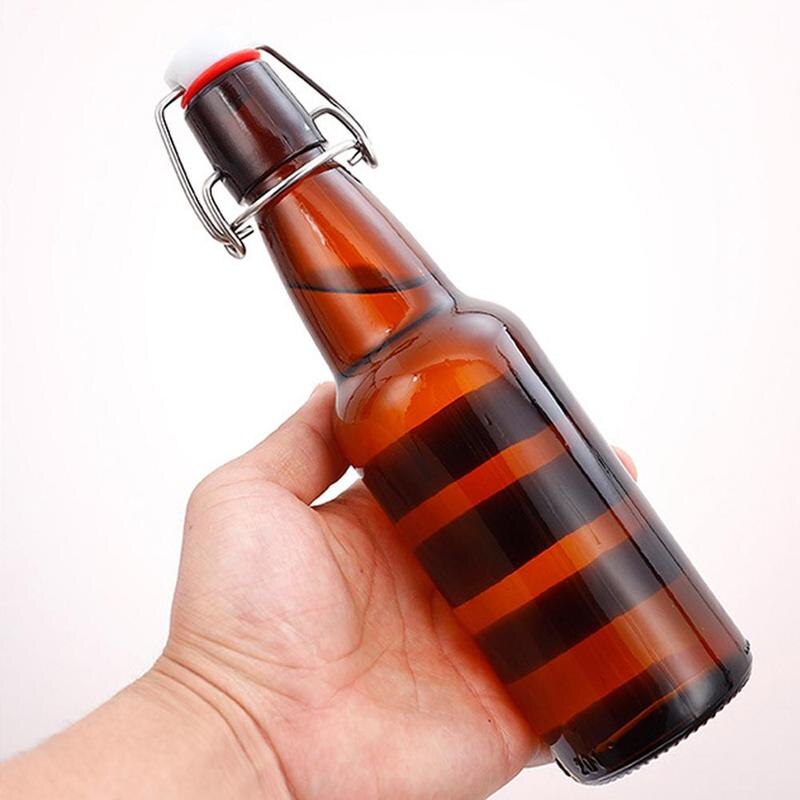 Botella de vidrio sellada con tapa, tapón oscilante para cerveza, con hebilla de enzima, 1 ud.
