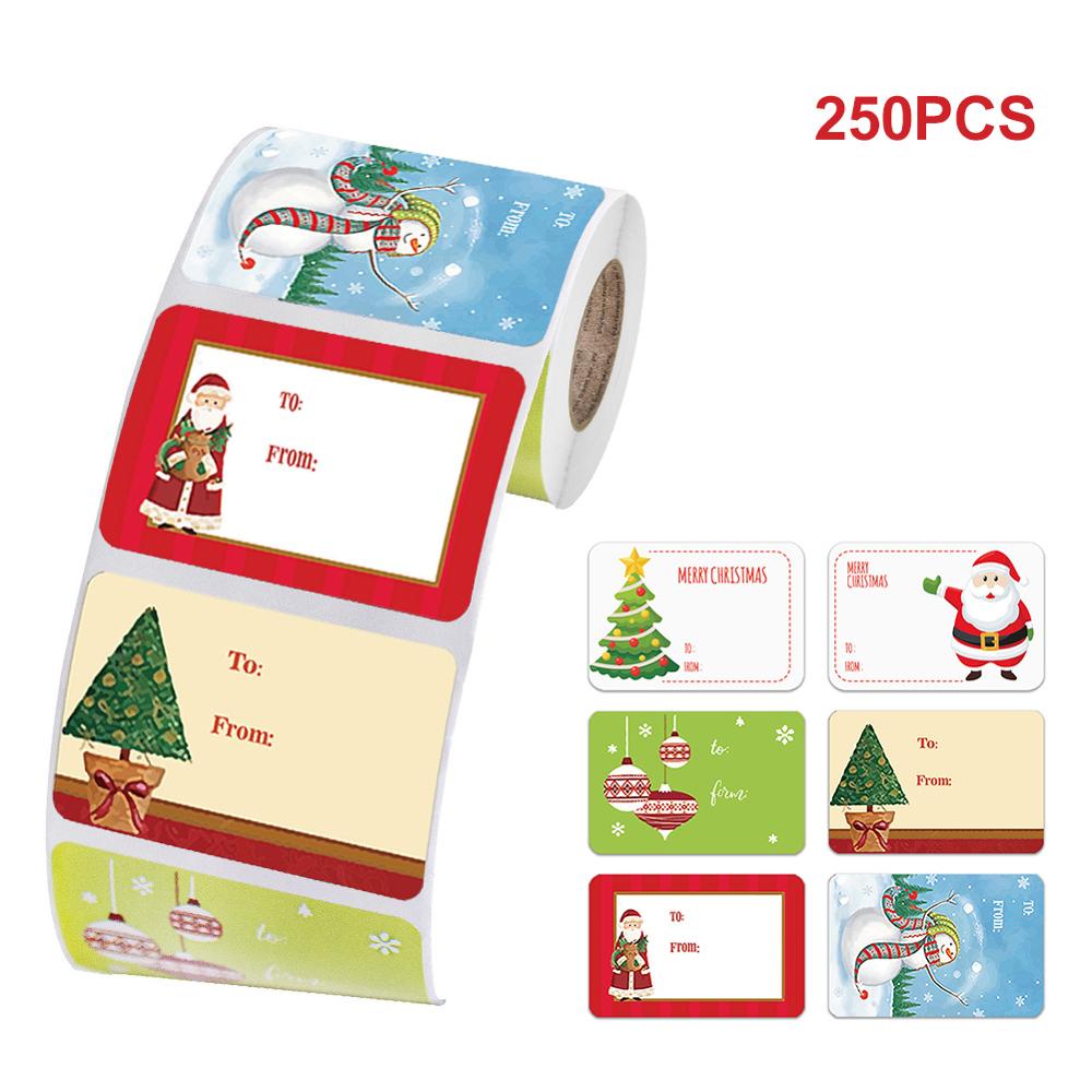 Colorful Christmas Designs Adhesive Name Tags Seal Labels Tags Decals Package XMAS Stickers