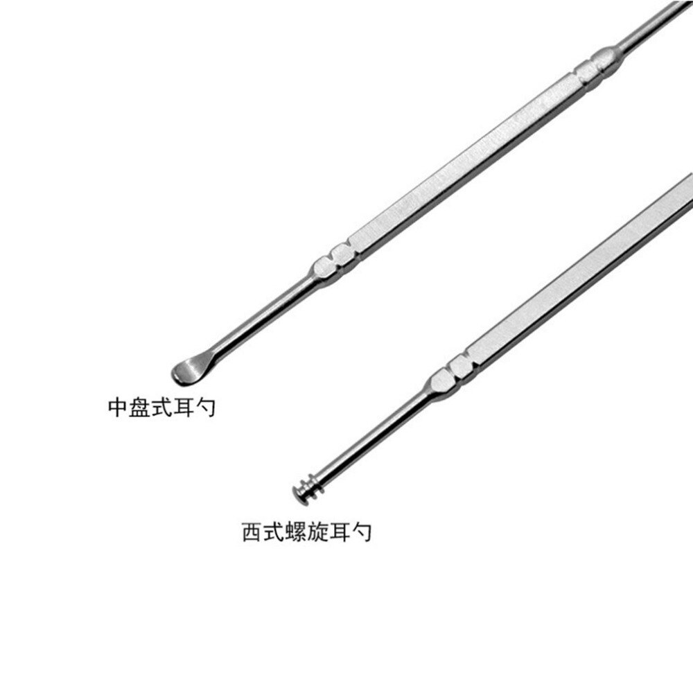 Stainless Steel Double Head Ear Scoop Spiral Ear Digging Metal Ear Cleaning Tool 360 degree rotary spring ear spoon