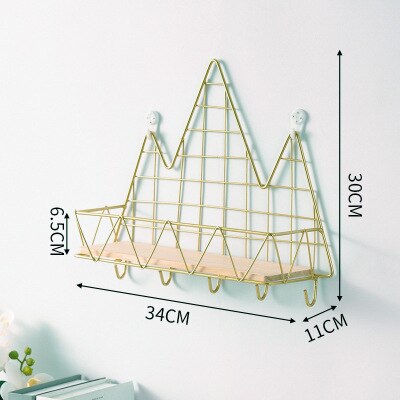 Nordic Iron Veranda Sleutel Opslag Decoratie Plank Muur Geperforeerde Muur Ornamenten Hanger Ornamenten Opbergrek: E