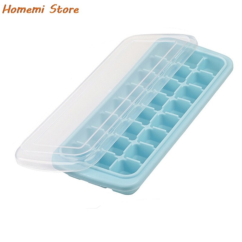 Grids Silicone Ice Cube Mold Fresh Food Fruit Large Ice Tray Moulds With Lids For Ice Party Whiskey Cocktail Cold Drink: 24 grids Blue