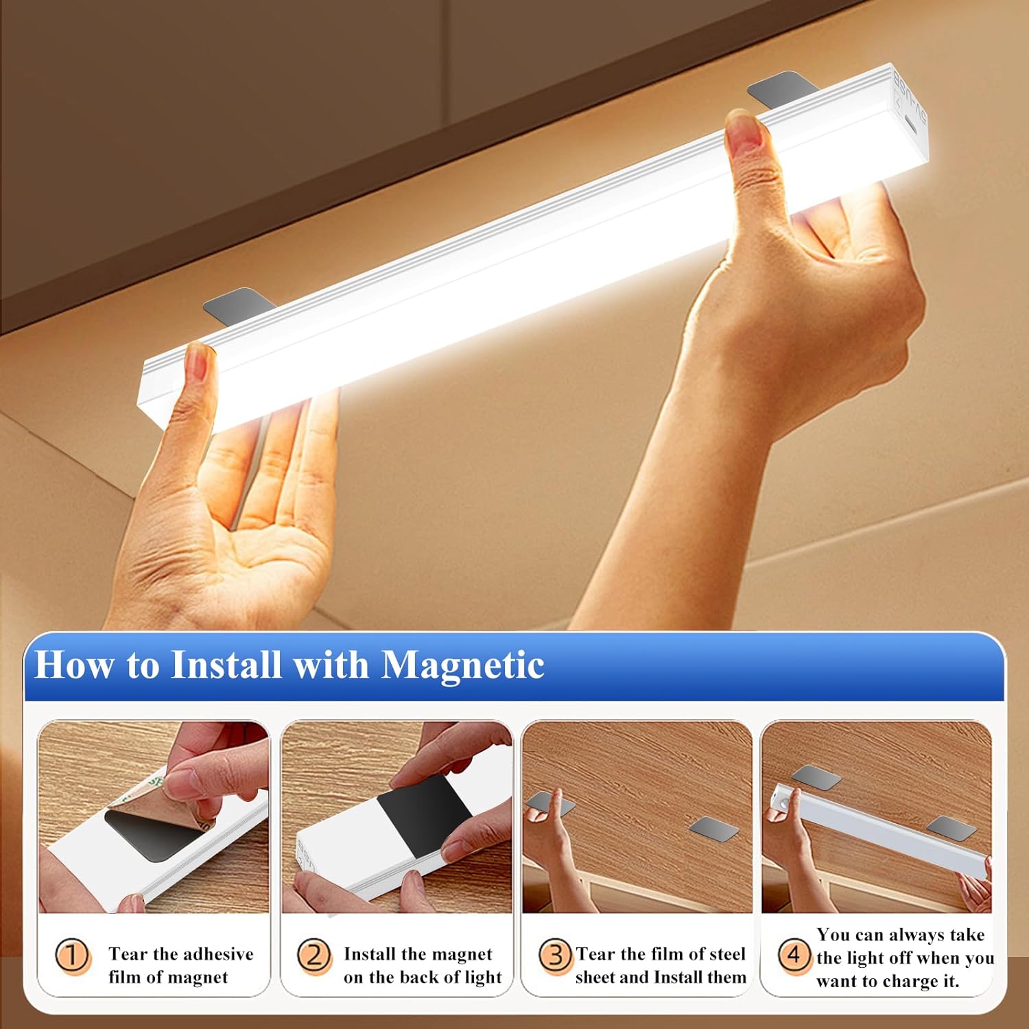 Drahtlose LED Nachtlicht Bewegung Sensor Licht USB Unter Schrank Licht Für Küche Schrank Schlafzimmer Kleiderschrank Sensor Innen Beleuchtung