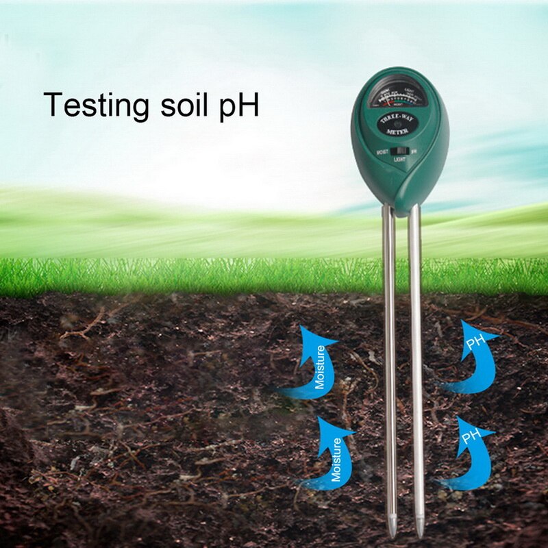 3 i 1 jord ph måler jordfuktighetstester jordfuktighet ph analysator temperatur sollysintensitets måleinstrument