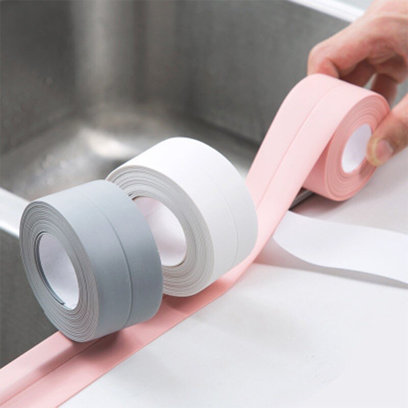 PVC Adhesive Sealant Tape For Kitchen Bathroom Shower Bathtub Corner Sink Sealing Strips Tapes Waterproof Wall Stickers 3.8/2.2M