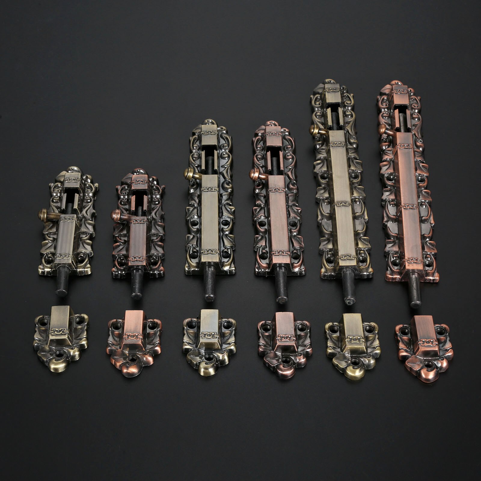 150/200/250Mm Retro Deur Bolt Gate Klink Antieke Venster Deuren Slide Bolt Vergrendelingen Security Lock Gate kast Klink Met Schroeven