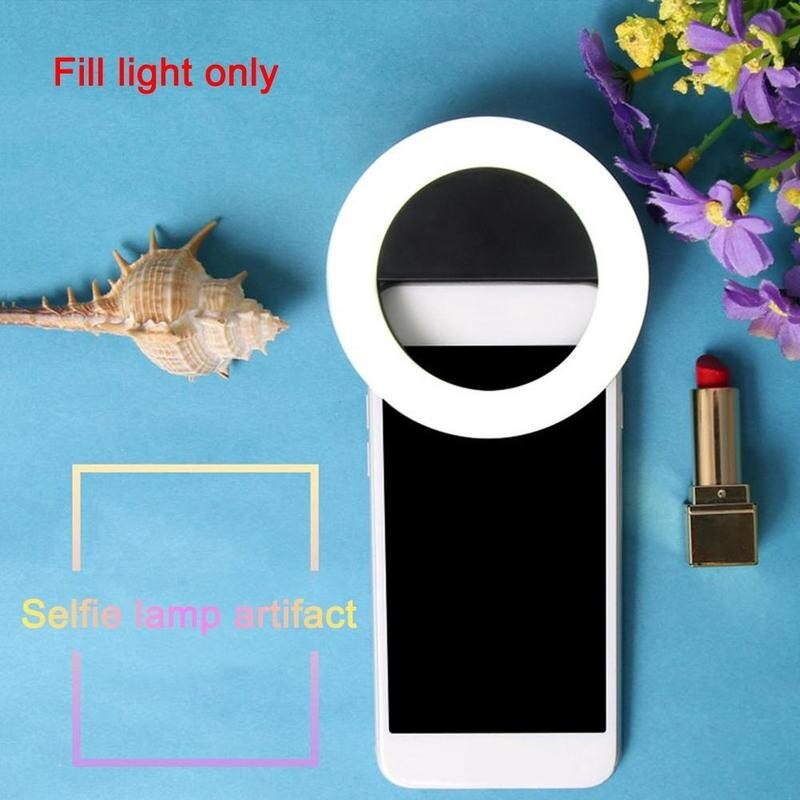 USB carga Selfie Flash portátil LED cámara de teléfono anillo de luz para fotografía Selfie luz de la noche Luz de vídeo para teléfono móvil