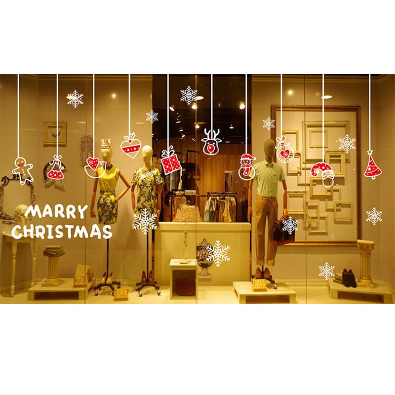 Glædelig jul vinyl kunst hjemme vindue butik wallstickers mærkat indretning aftagelig: 2