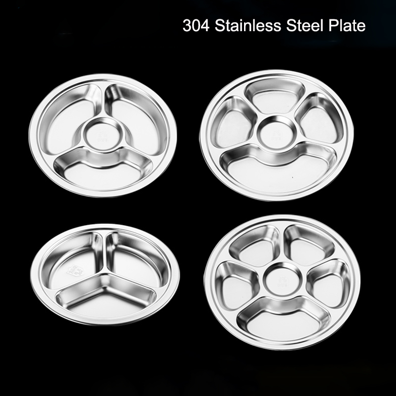 304 Stainless Steel Plate Round Shape Dining Restaurant Tray Thickened Round Separator Plate