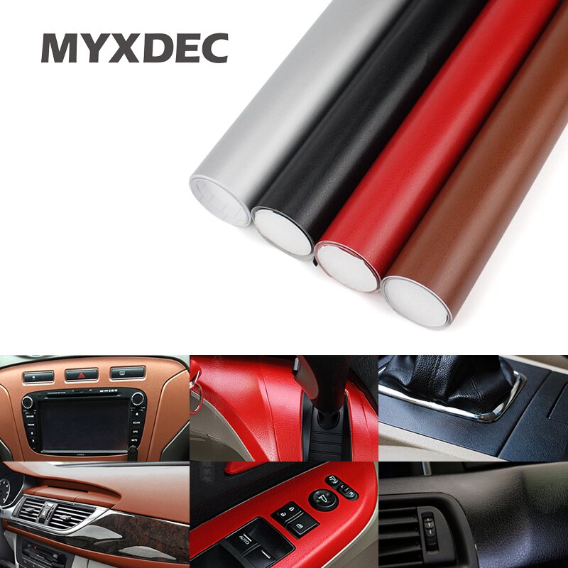 Filme vinílico adesivo para porta de carro, filme de pvc com imitação de couro 100*30cm, adesivo para interior de porta de carro, saída decoração