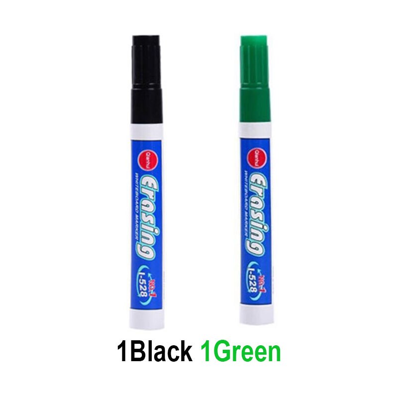 Stylos marqueurs effaçables de grande capacité, 4 couleurs, pour tableau blanc, écriture, fournitures de papeterie scolaires en classe: 1Black 1Green