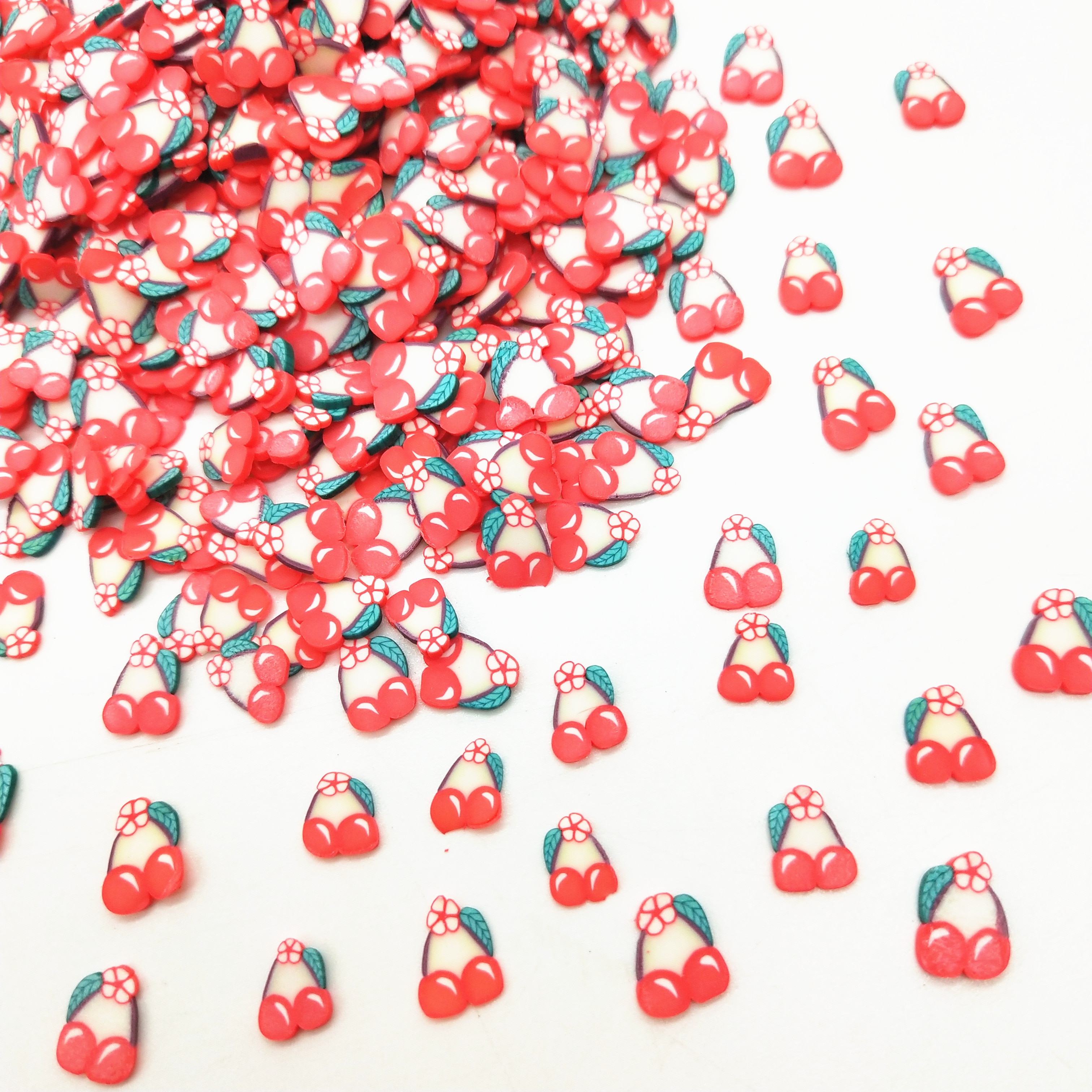 20 G/partij 5Mm Rode Kers Polymeer Klei Voor Diy Ambachten Plastic Klei Modder Deeltjes Fruit Kersen Klei