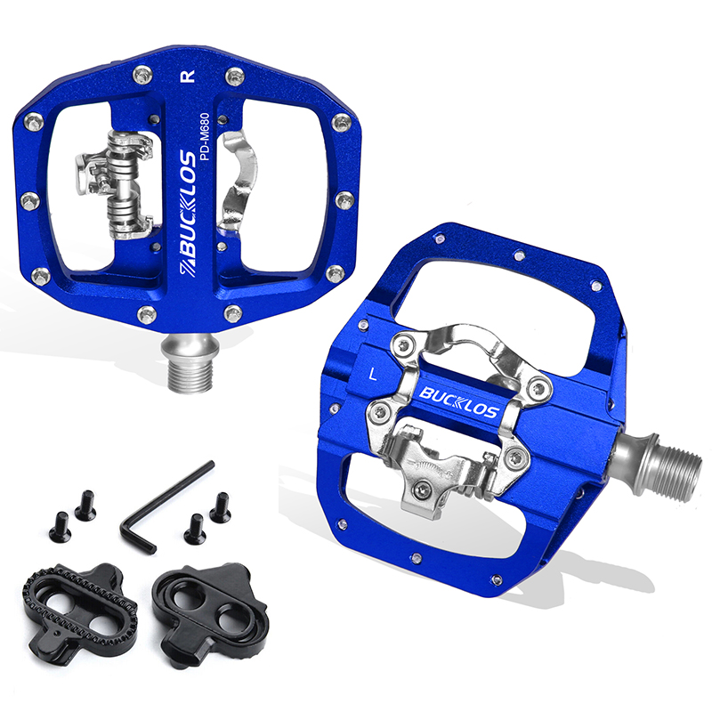 BUCKLOS Pedals Contact MTB Bike Cleat Pedal Flat Dual Function Mountain Bike Pedal Fit SPD System Bearing Bicycle Platform Pedal: green