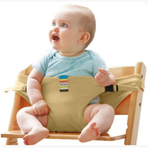 Baby bærbar sæde børnestol rejse foldbar vaskbar spædbarn spisning høj spisebetræk sæde sikkerhedssele fodring høj stol baby: Khaki