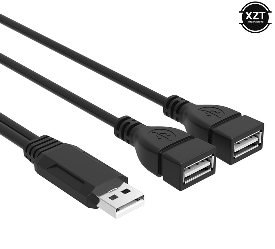 Cable de extensión USB doble USB 2,0 A macho a 2 doble hembra Y divisor transferencia de datos Hub adaptador de cable de alimentación de carga