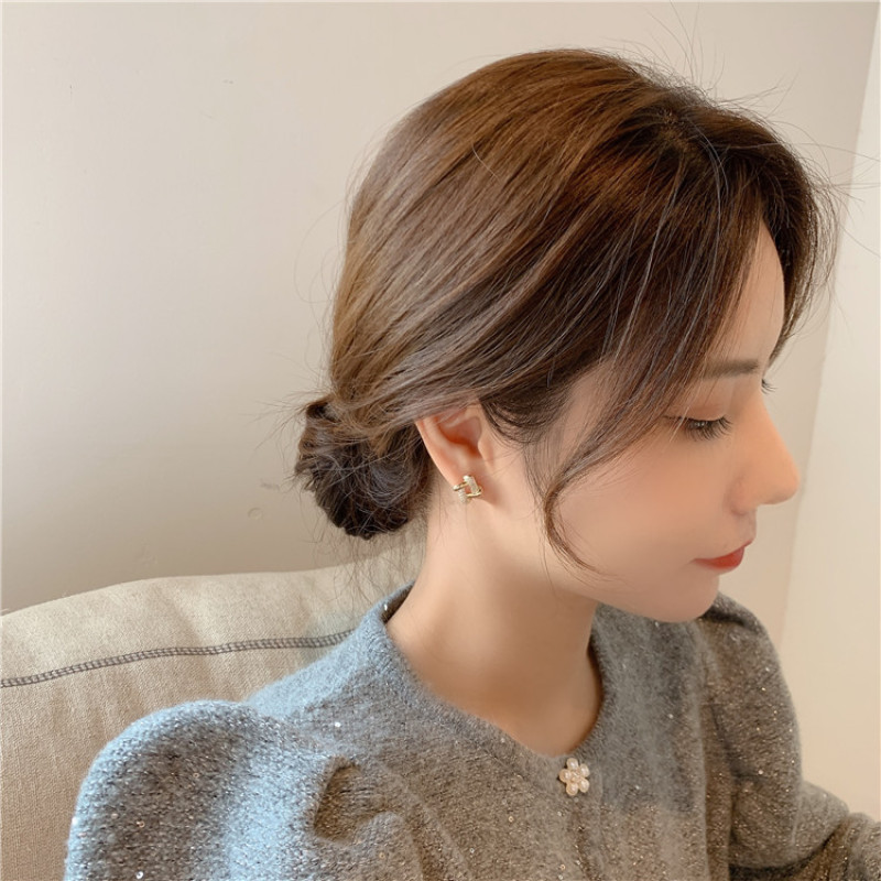 Pendientes de bloque geométrico sin agujero, Clips para las orejas, Clip de Metal hueco sin Piercing, joyería minimalista, CE0841