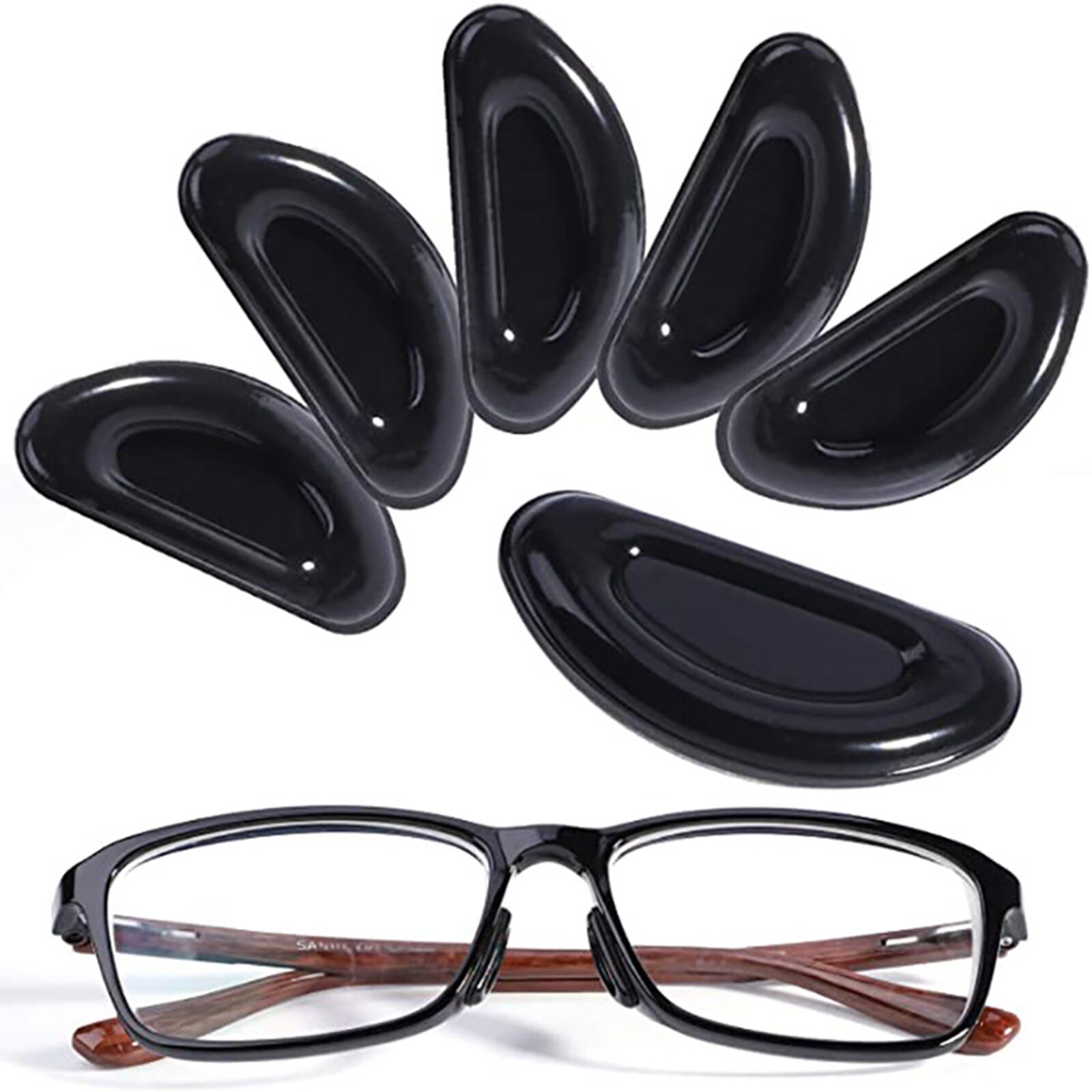 5 Pair Adhesive Eye Glasses Nose Pads D Shape Stick On Anti-slip Soft Silicone Adhesive Nose Pads For Eyeglasses Sunglasses