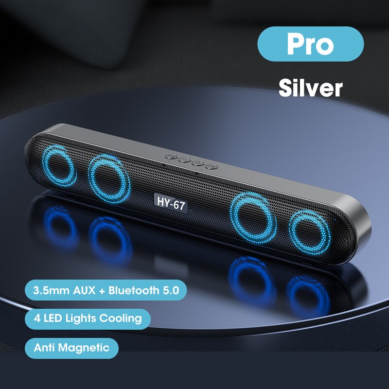 Computer Soundbar Desktop Bluetooth Speakers Rechargeable 6D Deep Bass Stereo Subwoofer AUX Wired For Laptop PC TV Loudspeaker: Pro Silver