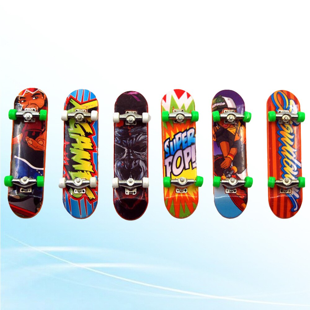 6PCS Mini Skateboard Deck Truck Finger Board Park for Boy Kid Children (Random Color)