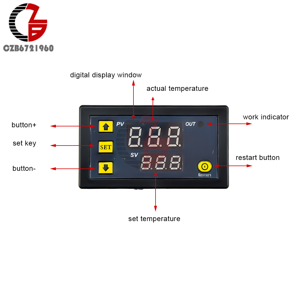 W3230 Digital Temperature Controller Thermostat Regulator Switch Sensor 12V 24V 220V Heating Cooling Control Thermoregulator