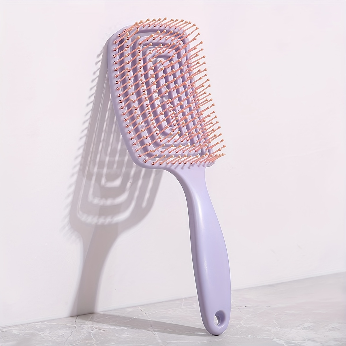 Brosse à cheveux démêlante ergonomique ajourée, creuse ergonomique avec poignée, douce sur les cheveux humides/secs pour tous les Types, 1 pièce: Violet