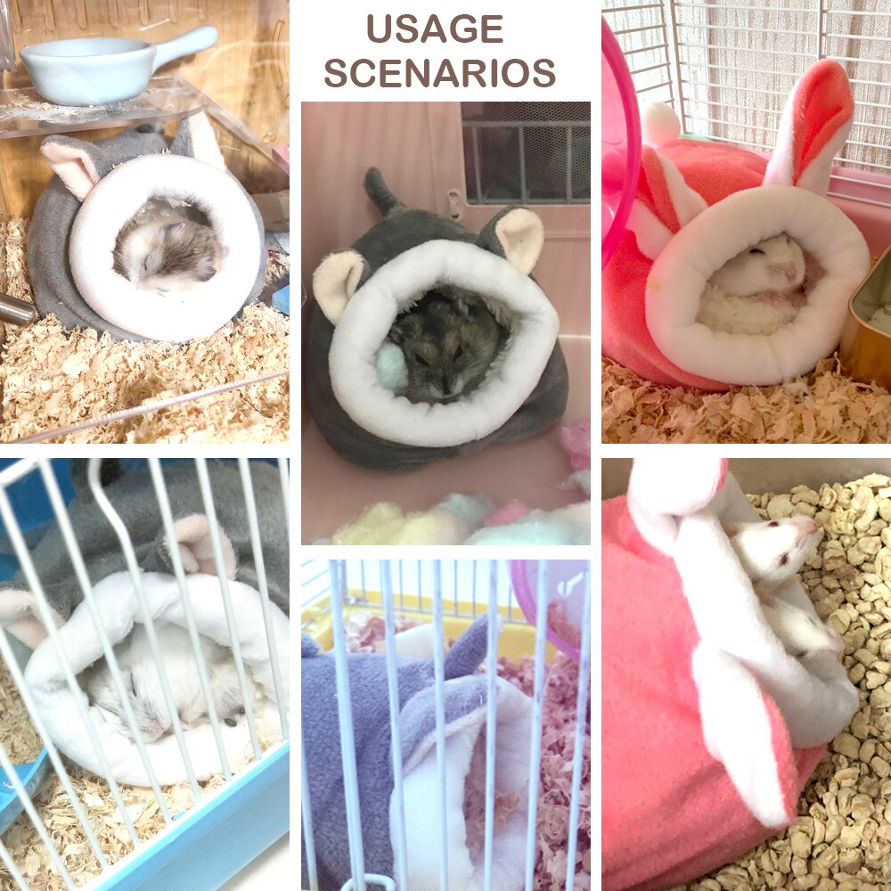 Casa de cama de algodón cálido para hámster, Mini jaula de cerdito de Guinea para ratas, animales pequeños, mascotas, accesorios para nido