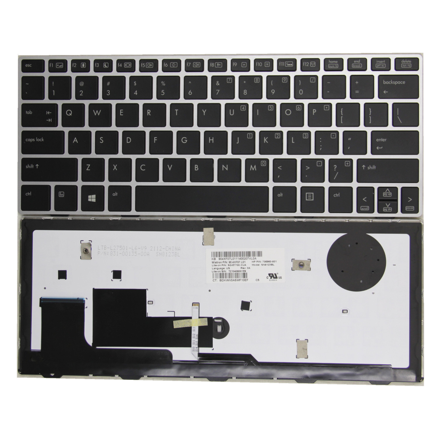 Original US For HP EliteBook Revolve 810 G1 810 G2 810 G3 Sliver Frame Backlight English Laptop Keyboard 706960-001