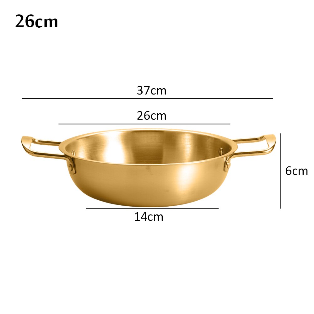 Golden Noodle Pot Korean Ramen Noodles Pot Thick Stainless Steel Soup Pot With Lid Noodles Egg Soup Kitchen Tools Mini Pot: 26cm-golden