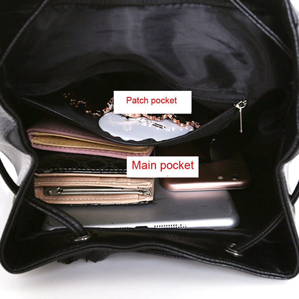 3 stk. læder rygsæk til kvinder, tyveri rygsæk vintage skole skulder sort/brun taske lille brugs rygsæk