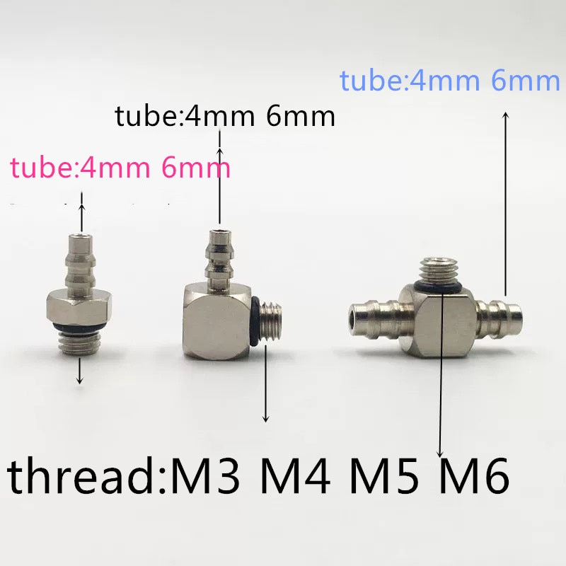 Pneumatic Miniature Trachea Quick Plug Connector Threaded Straight-through Connector PL PL3/4/6MM-M3/5/6 Pneumatic Element